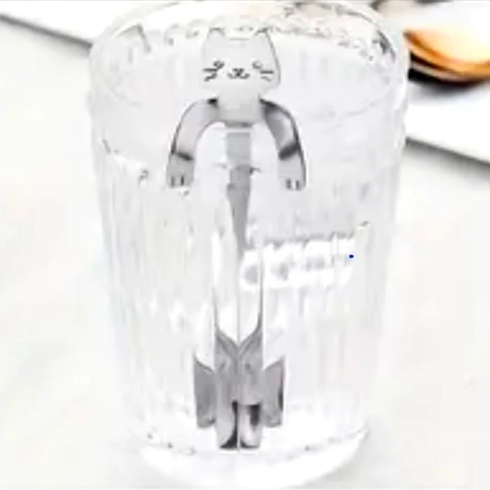 Stainless Steel Cat Tea Coffee Ice Cream Spoon Teaspoon Tableware 2pcs